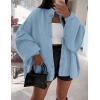 imagePRETTYGARDEN Womens Winter Button Down Cardigan Sweaters Mock Neck Lantern Long Sleeve Chunky Knit Jacket Trendy OuterwearLight Blue