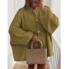imagePRETTYGARDEN Womens Winter Button Down Cardigan Sweaters Mock Neck Lantern Long Sleeve Chunky Knit Jacket Trendy OuterwearOlive Green