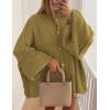 imagePRETTYGARDEN Womens Winter Button Down Cardigan Sweaters Mock Neck Lantern Long Sleeve Chunky Knit Jacket Trendy OuterwearOlive Green