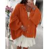 imagePRETTYGARDEN Womens Winter Button Down Cardigan Sweaters Mock Neck Lantern Long Sleeve Chunky Knit Jacket Trendy OuterwearOrange