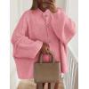 imagePRETTYGARDEN Womens Winter Button Down Cardigan Sweaters Mock Neck Lantern Long Sleeve Chunky Knit Jacket Trendy OuterwearPink