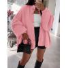 imagePRETTYGARDEN Womens Winter Button Down Cardigan Sweaters Mock Neck Lantern Long Sleeve Chunky Knit Jacket Trendy OuterwearPink