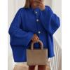 imagePRETTYGARDEN Womens Winter Button Down Cardigan Sweaters Mock Neck Lantern Long Sleeve Chunky Knit Jacket Trendy OuterwearRoyal Blue
