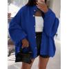 imagePRETTYGARDEN Womens Winter Button Down Cardigan Sweaters Mock Neck Lantern Long Sleeve Chunky Knit Jacket Trendy OuterwearRoyal Blue