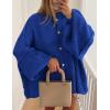 imagePRETTYGARDEN Womens Winter Button Down Cardigan Sweaters Mock Neck Lantern Long Sleeve Chunky Knit Jacket Trendy OuterwearRoyal Blue