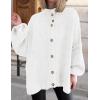imagePRETTYGARDEN Womens Winter Button Down Cardigan Sweaters Mock Neck Lantern Long Sleeve Chunky Knit Jacket Trendy OuterwearWhite