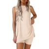 imagePRETTYGARDEN 2 Piece Sets for Women 2025 Summer Matching Lounge Shorts Set Resort Airport Travel Loungewear Outfits ClothingBeige