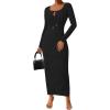 imagePRETTYGARDEN Cocktail Dresses for Women 2024 Fall Long Sleeve Tie Front Cut Out Bodycon Sexy Club Party Maxi DressBlack