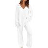 imagePRETTYGARDEN Lounge Sets for Women Two Piece Sweaters Pajama Set Fall Fashion 2025 Loungewear Outfits Matching Winter ClothesWhite