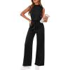 imagePRETTYGARDEN One Piece Jumpsuits for Women Dressy Summer Business Casual Outifts Sleeveless Mock Neck Wide Leg RompersBlack