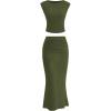 imagePRETTYGARDEN Skirt Sets Women 2 Piece Outfits Summer Outfits 2025 Going Out Crop Tops Long Maxi Skirts Beach Vacation ClothesArmy Green