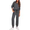 imagePRETTYGARDEN Womens Fall 2 Piece Lounge Sets Zip Up Sweatshirt Jogger Pants Sweat Track Suits Travel Outfit Winter ClothingDark Grey