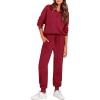 imagePRETTYGARDEN Womens Fall 2 Piece Lounge Sets Zip Up Sweatshirt Jogger Pants Sweat Track Suits Travel Outfit Winter ClothingWine Red
