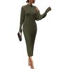 imagePRETTYGARDEN Womens Fall 2 Piece Outfits Knit Long Sleeve Cropped Cardigan Pullover Sweater Maxi Dress Sets Winter ClothingArmy Green