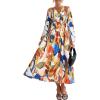 imagePRETTYGARDEN Womens Floral Midi Dress Casual Fall V Neck Long Sleeve Flowy Spring Beach Wedding Guest Vacation DressesBlue Watercolour