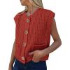 imagePRETTYGARDEN Womens Summer Sweaters Vest 2025 Sleeveless Button Down Cropped Pockets Chunky Knit Cardigan Trendy Tank TopsCaramel
