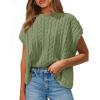 imagePRETTYGARDEN Womens Sweater Vest 2025 Summer Short Sleeve Tops Casual Crewneck Knit Oversized Pullover Trendy Spring OutfitsBean Green