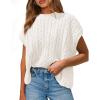 imagePRETTYGARDEN Womens Sweater Vest 2025 Summer Short Sleeve Tops Casual Crewneck Knit Oversized Pullover Trendy Spring OutfitsWhite