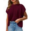 imagePRETTYGARDEN Womens Sweater Vest 2025 Summer Short Sleeve Tops Casual Crewneck Knit Oversized Pullover Trendy Spring OutfitsWine Red