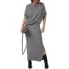 imagePRETTYGARDEN Womens Two Piece Matching Sweater Sets Knit Long Sleeve Pullover Tops Bodycon Long Maxi Skirts Fall OutfitsGrey