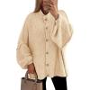 imagePRETTYGARDEN Womens Winter Button Down Cardigan Sweaters Mock Neck Lantern Long Sleeve Chunky Knit Jacket Trendy OuterwearBeige
