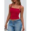 imagePRETTYGARDEN Built in Bra Tank Tops for Women Summer 2025 Sleeveless Spaghetti Strap Camisole Basic Crop Cute Going Out TopRed