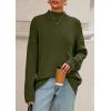 imagePRETTYGARDEN Casual Long Sleeve Oversized Sweaters for Women 2025 Loose Mock Neck Pullover Sweater Ribbed Knit Fall ClothesArmy Green