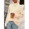 imagePRETTYGARDEN Casual Long Sleeve Oversized Sweaters for Women 2025 Loose Mock Neck Pullover Sweater Ribbed Knit Fall ClothesBeige