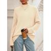 imagePRETTYGARDEN Casual Long Sleeve Oversized Sweaters for Women 2025 Loose Mock Neck Pullover Sweater Ribbed Knit Fall ClothesBeige