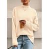 imagePRETTYGARDEN Casual Long Sleeve Oversized Sweaters for Women 2025 Loose Mock Neck Pullover Sweater Ribbed Knit Fall ClothesBeige