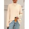 imagePRETTYGARDEN Casual Long Sleeve Oversized Sweaters for Women 2025 Loose Mock Neck Pullover Sweater Ribbed Knit Fall ClothesBeige