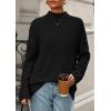 imagePRETTYGARDEN Casual Long Sleeve Oversized Sweaters for Women 2025 Loose Mock Neck Pullover Sweater Ribbed Knit Fall ClothesBlack