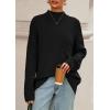 imagePRETTYGARDEN Casual Long Sleeve Oversized Sweaters for Women 2025 Loose Mock Neck Pullover Sweater Ribbed Knit Fall ClothesBlack