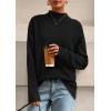 imagePRETTYGARDEN Casual Long Sleeve Oversized Sweaters for Women 2025 Loose Mock Neck Pullover Sweater Ribbed Knit Fall ClothesBlack