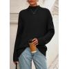 imagePRETTYGARDEN Casual Long Sleeve Oversized Sweaters for Women 2025 Loose Mock Neck Pullover Sweater Ribbed Knit Fall ClothesBlack