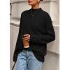 imagePRETTYGARDEN Casual Long Sleeve Oversized Sweaters for Women 2025 Loose Mock Neck Pullover Sweater Ribbed Knit Fall ClothesBlack