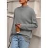 imagePRETTYGARDEN Casual Long Sleeve Oversized Sweaters for Women 2025 Loose Mock Neck Pullover Sweater Ribbed Knit Fall ClothesGrey