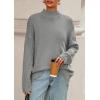 imagePRETTYGARDEN Casual Long Sleeve Oversized Sweaters for Women 2025 Loose Mock Neck Pullover Sweater Ribbed Knit Fall ClothesGrey