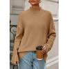 imagePRETTYGARDEN Casual Long Sleeve Oversized Sweaters for Women 2025 Loose Mock Neck Pullover Sweater Ribbed Knit Fall ClothesKhaki