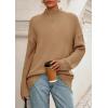 imagePRETTYGARDEN Casual Long Sleeve Oversized Sweaters for Women 2025 Loose Mock Neck Pullover Sweater Ribbed Knit Fall ClothesKhaki