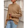 imagePRETTYGARDEN Casual Long Sleeve Oversized Sweaters for Women 2025 Loose Mock Neck Pullover Sweater Ribbed Knit Fall ClothesKhaki