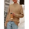 imagePRETTYGARDEN Casual Long Sleeve Oversized Sweaters for Women 2025 Loose Mock Neck Pullover Sweater Ribbed Knit Fall ClothesKhaki