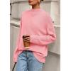 imagePRETTYGARDEN Casual Long Sleeve Oversized Sweaters for Women 2025 Loose Mock Neck Pullover Sweater Ribbed Knit Fall ClothesPink