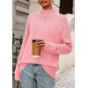 imagePRETTYGARDEN Casual Long Sleeve Oversized Sweaters for Women 2025 Loose Mock Neck Pullover Sweater Ribbed Knit Fall ClothesPink