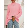 imagePRETTYGARDEN Casual Long Sleeve Oversized Sweaters for Women 2025 Loose Mock Neck Pullover Sweater Ribbed Knit Fall ClothesPink
