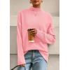 imagePRETTYGARDEN Casual Long Sleeve Oversized Sweaters for Women 2025 Loose Mock Neck Pullover Sweater Ribbed Knit Fall ClothesPink