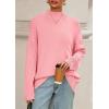 imagePRETTYGARDEN Casual Long Sleeve Oversized Sweaters for Women 2025 Loose Mock Neck Pullover Sweater Ribbed Knit Fall ClothesPink