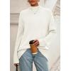 imagePRETTYGARDEN Casual Long Sleeve Oversized Sweaters for Women 2025 Loose Mock Neck Pullover Sweater Ribbed Knit Fall ClothesWhite