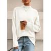 imagePRETTYGARDEN Casual Long Sleeve Oversized Sweaters for Women 2025 Loose Mock Neck Pullover Sweater Ribbed Knit Fall ClothesWhite