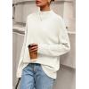 imagePRETTYGARDEN Casual Long Sleeve Oversized Sweaters for Women 2025 Loose Mock Neck Pullover Sweater Ribbed Knit Fall ClothesWhite